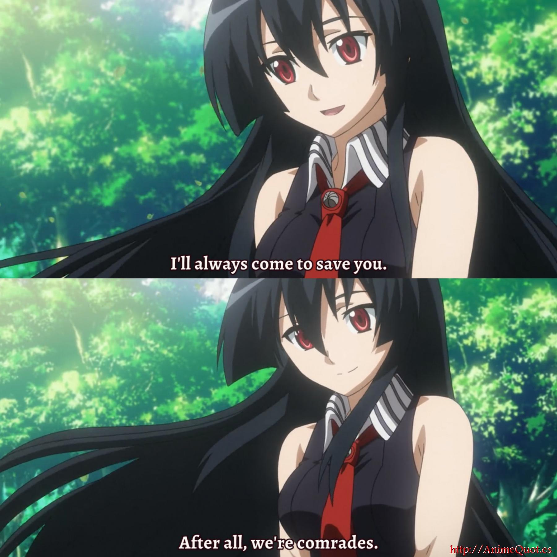 Anime Quotes I Ll Always Come To Save You After All We Re Comrades Akame Http T Co 6xqzcsurto