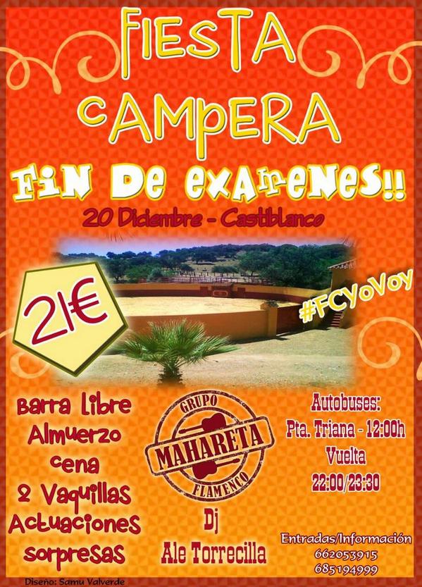 Mahareta1's tweet photo. FIESTA CAMPERA FIN DE EXAMENES! 20 DE DICIEMBRE. ANIMATE!! PIDE TU ENTRADA POR MD O LLAMANDO A LOS NUMEROS DEL CARTEL http://t.co/q6FgxDeq8k