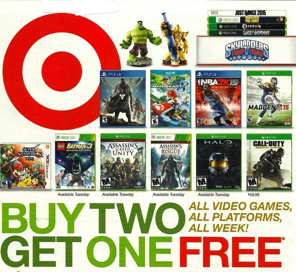 Buy two, get one free on all games at Target, starting Nov. 9th B1NLeorCUAA2EIc