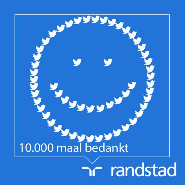 RandstadNL's tweet image. We zijn er blij mee en trots op 10.000 keer #bedankt