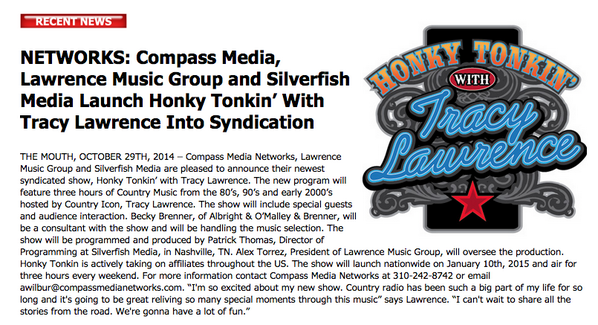 So excited about <a href="/tracy_lawrence/">Tracy Lawrence</a>'s #radioshow coming in January, Honky Tonkin'!  #comingsoon