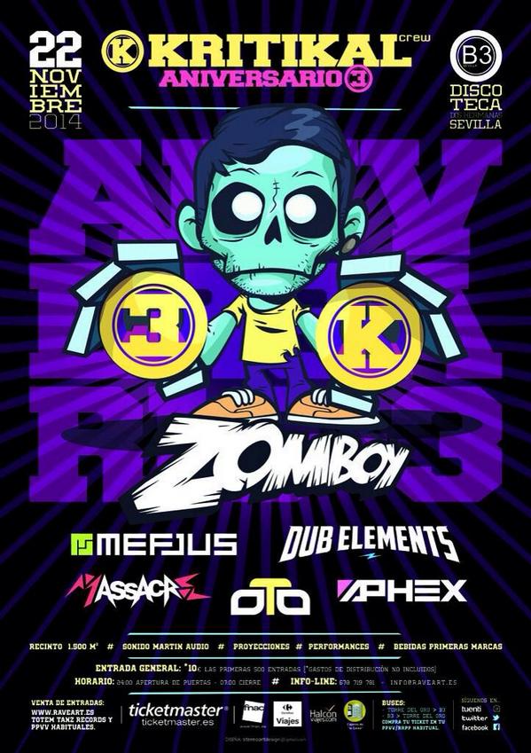 RRPSevillaNight's tweet photo. ÚLTIMAS ENTRADAS DE ZOMBOY  !!! 

👉  ZOMBOY &amp; DUB ELEMENTS 

Te lo vas a perder ?  B3 DosHermanas  

635183349 http://t.co/d7NIPkDJWo