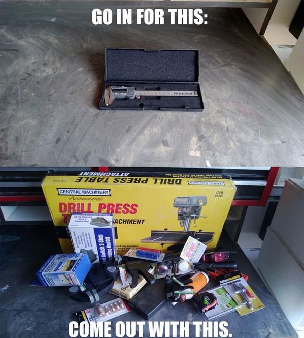 HarborFreight's tweet image. &quot;I would totally do this if the wife wasn&apos;t around.&quot; - Anonymous #toolquote