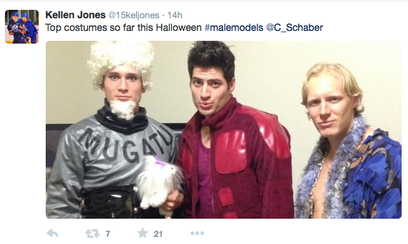 EdmontonOilers's tweet photo. Can we just talk about these amazing @Condors #Zoolander costumes for a second?! #HockeyHalloween #Condorstown http://t.co/rNaDqk5PKA