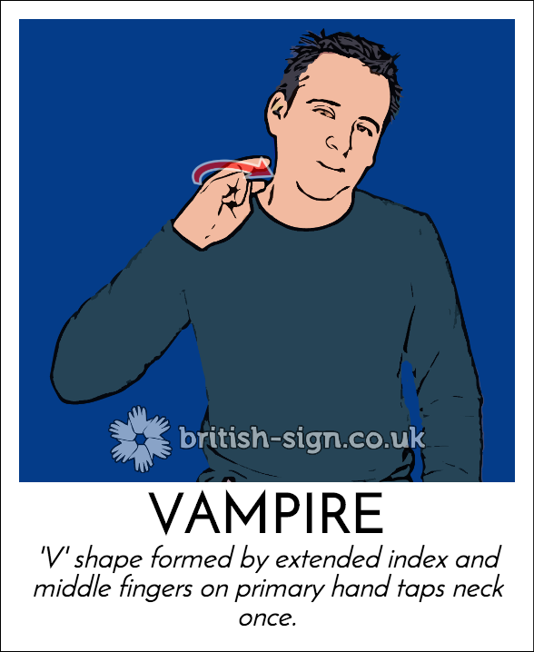BritishSignBSL's tweet photo. Today's #BritishSignLanguage sign is: VAMPIRE http://t.co/z5xMtHGL1l