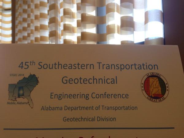 KSWACorporate's tweet photo. Really good conference hosted by Alabama DOT! Looking forward to SC next year. #STGEC2014 #STGEC #KSWA #geotechnical http://t.co/iO4et4crJr