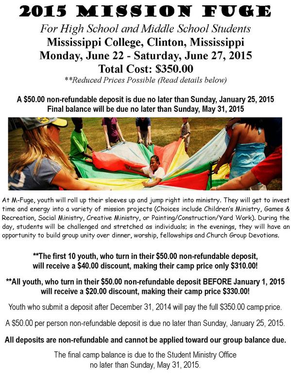 ResonateFBCN's tweet image. Starting 2 receive deposits for 2015 Summer Mission Camp! 1st ten w/ $50 deposit get $40 off camp price. #signupquick