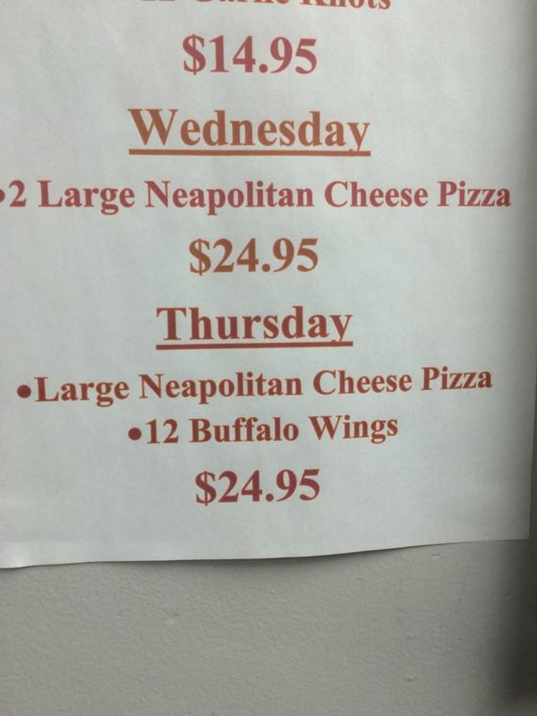 KingsCntyPizza's tweet photo. Tonight's special is a Large Neapolitan cheese pizza &amp; 12 wings for $24.95. Call us at 305-792-9455 to order! http://t.co/pvLxyyj8wN