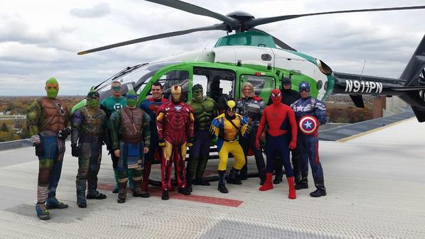 ahahospitals's tweet photo. RT @ProMedicaHealth The world's superheroes gathered at Toledo Children's Hospital to save Halloween! http://t.co/BGZGeHXWEb