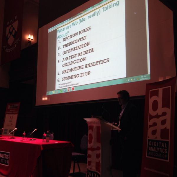 PhillyDAA's tweet photo. @mgershoff of @Conductrics discussing AB Testing, decision rules and personalization #DAAPHL http://t.co/Uj9tMa8Ppa