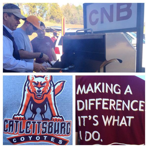 CNBTN's tweet photo. The CNB Team is grilling hamburgers at Catlettsburg School's fall festival. #MakingADifferenceIsWhatWeDo http://t.co/jykzik4se3