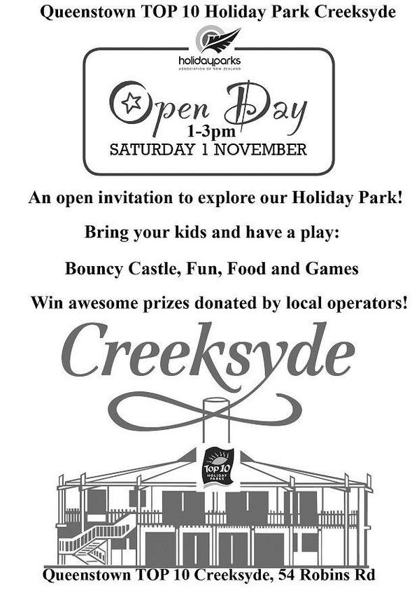 QTCreeksyde's tweet image. #HAPNZ open day @TOP10Creeksyde tomorrow! Everyone is welcome #fun #prizes #bbq