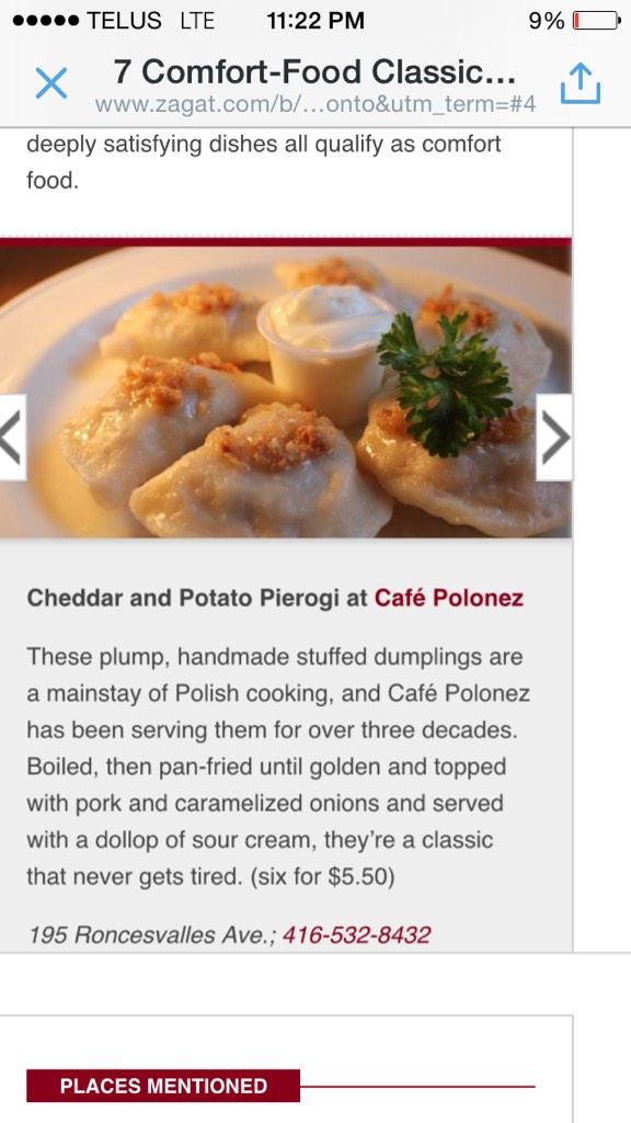 7 COMFORT FOOD CLASSICS IN  <a href="/ZagatToronto/">Zagat Toronto</a> listed <a href="/CafePolonez/">Cafe Polonez</a> Put some meat on your bones for winter. #comfortfood