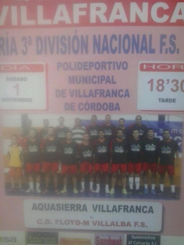CD Aquasierra FS (@cdaquasierrafs) on Twitter photo El sábado a las 18:30, partidazo en Villafranca, <a href="/CDAquasierraFS/">CD Aquasierra FS</a> vs <a href="/CDVillalbaFS/">CD Villalba FS</a> #VamosAquasierra El sábado a las 18:30, partidazo en Villafranca, <a href="/CDAquasierraFS/">CD Aquasierra FS</a> vs <a href="/CDVillalbaFS/">CD Villalba FS</a> #VamosAquasierra