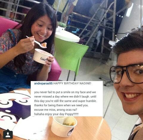 " "You never fail to put a smile on my face.." - Andre Paras Happy Birthday Nadine Lustre 