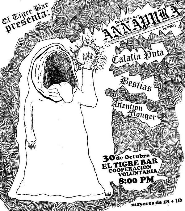 Bestiastijuana's tweet photo. Nos vemos hoy en el Tigre bar con @Annapuramx aquí les dejamos este flyer de un bato comiendose un webo peludo http://t.co/aNMOMBstnm