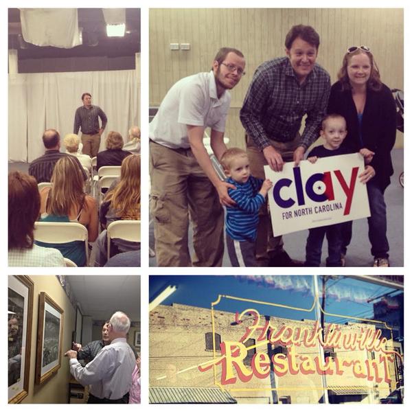 ClayForNC's tweet image. Thx to Mayor Perry Conner, Franklinville Restaurant, and the folks in Snow Camp for a great end to a Thursday! #nc02