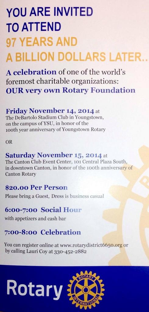 Rotary6650's tweet photo. Dist.6650 groups- fun and fellowship celebrating RI Foundation work! W/past @Rotary VP Tom Thorfinnson RSVP by 11/8! http://t.co/7ItKs8ayu0