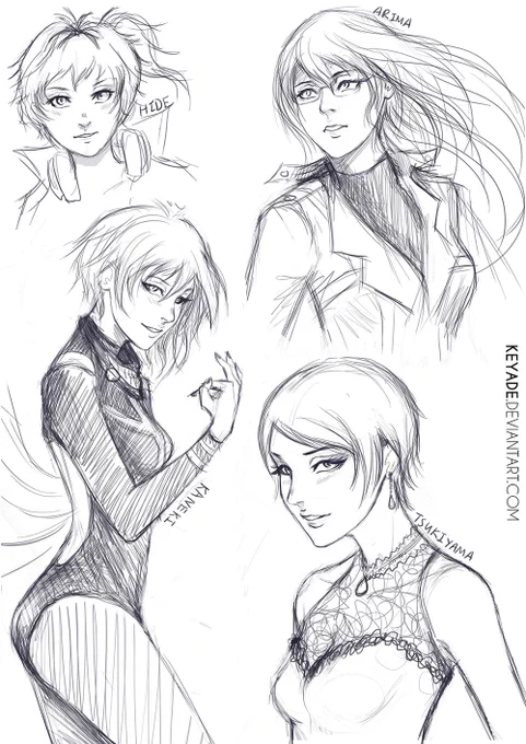 New doodle :D #TokyoGhoul #genderbender #kanekiken #tsukiyamashuu #arimakishou #hide #kaneki 