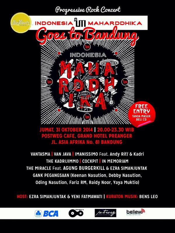 Selamat pagi Bandung! Hari Ini ada konser <a href="/Id_Maharddhika/">IndonesiaMaharddhika</a> di Postweg Grand Preanger jam 20.00 dtg ya! Prog on!