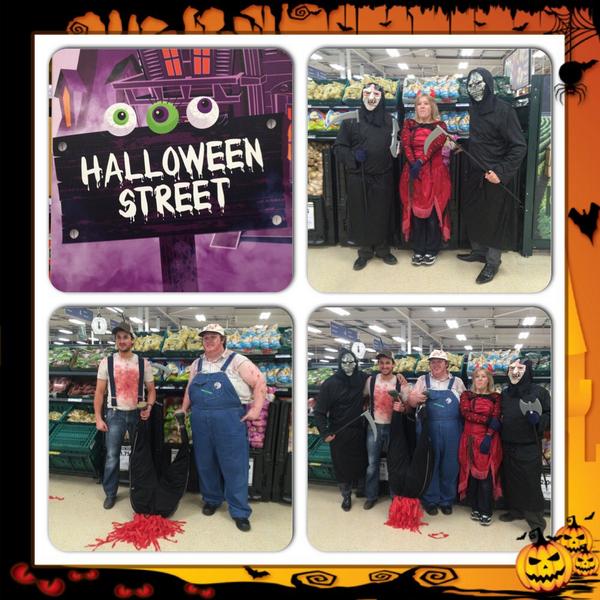 Miss_JCalvin's tweet photo. @TescoAmmanford Night's Team having a Spooktastic Time #Halloween2014 @alisonjones20 @JamieMoghaddam @headcaseymike http://t.co/tXRm8Li6yu