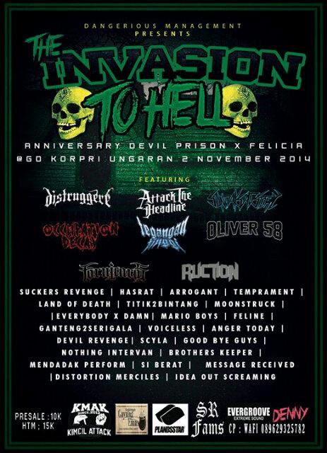 "INVASION TO HELL" anniversarry Felicia X Devil Prison 2 November 2014 with <a href="/ATHofficial/">Attack The Headline</a> and <a href="/distruggere/">DISTRUGGERE</a>