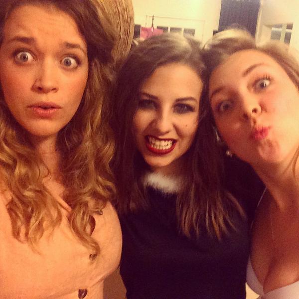 PaigeTautz's tweet photo. Time warping with @SaraReinis @ElementsTheatre and @TelegraphBrew #rockyhorrorhipstershow http://t.co/e6AUVYnK1j