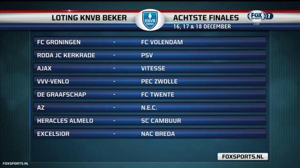 VI_nl's tweet photo. De volledige loting van de achtste finales in de strijd om de KNVB Beker http://t.co/YeussR5rGs