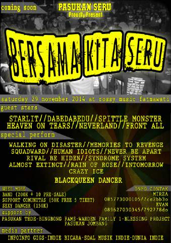 "Bersama Kita Seru" 29 November 2014 At.Rossi Music Fatmawati INFO: 0857-7300-0105