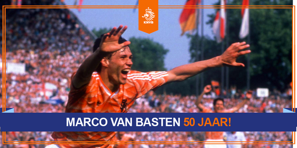 KNVB's tweet photo. Wij feliciteren oud-bondscoach en topspits van het gewonnen EK88: Marco van Basten! #happybirthday http://t.co/3Wg1uuJzyF