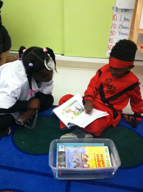 3rd graders read with 1st graders! Happy career costume day!