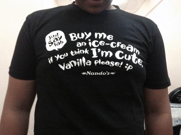 sasdebate's tweet photo. @NandosMY THANK YOU FOR THE TSHIRTS NANDOS !!!!! http://t.co/EsYMzbSdQP