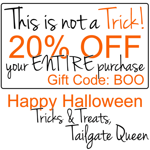 Tailgate_Queen's tweet photo. Happy Halloween! 20% off today only at http://t.co/xBDvYVl6s5 http://t.co/568mgovgFE