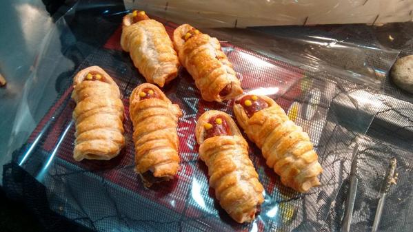 Sally_PR's tweet photo. For Halloween our cafe has cooked some of @lorrainepascale's Scary Mummy Sausage rolls from #HowToBeABetterCook http://t.co/u5ctSgD0bW