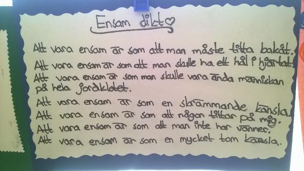 SannSkola's tweet photo. I diktparadiset skrevs det ensamdikter idag. #temavecka #läsningochskolspråk http://t.co/hi7npglwxG
