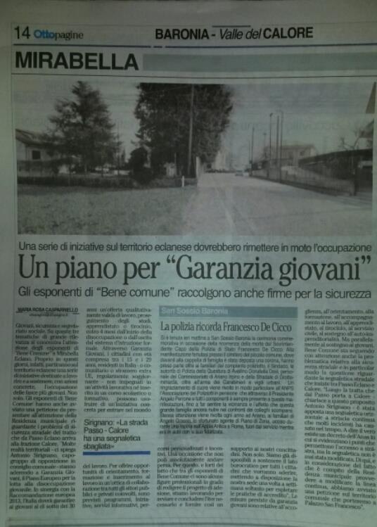 BeneComune14's tweet photo. Le priorità dell'#opposizione? #Giovani, #sicurezza e segretariato #sociale. Un piano "#GaranziaGiovani".@ottopagine http://t.co/AV7lhIYibI