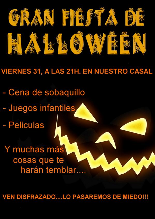 fallalasaletta's tweet photo. Esta noche, a las 21h FIESTA DE HALLOWEEN en nuestro Casal. Ven disfrazado...lo pasaremos de miedo!!! http://t.co/yfjwe6308w
