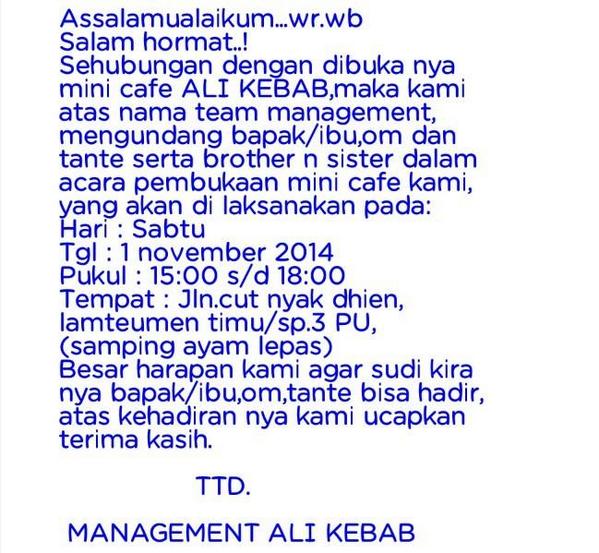 alikebabaceh's tweet photo. Selamat malam kebabholic...ada undangan terbuka buat rakan2 semua http://t.co/cGsPeNScPU