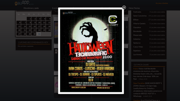 gauapp's tweet photo. Mañana @ConceptLemoa te propone un #halloween con @djGato88 como DJ invitado y un cartel de miedo! No faltes! http://t.co/I435uNEBXq