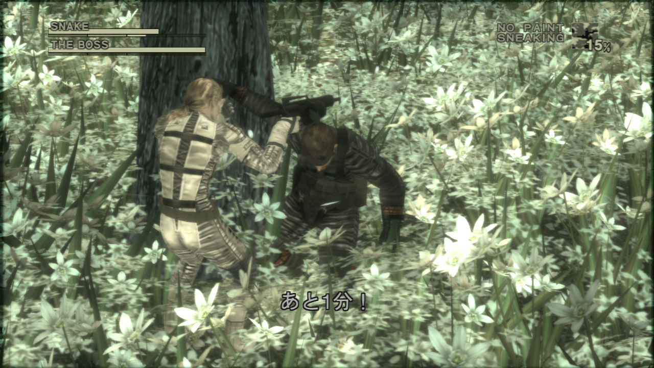 兵隊 Mgs3のザ ボスとの闘い 人生最高の10分間 静寂から5分経過しsnake Eater Instrumental が流れ 残り3分になるとsnakeeater Vocal に 時間経過と共に音楽を楽しむ事が出来ました Http T Co Lqh7ft4qor Twitter