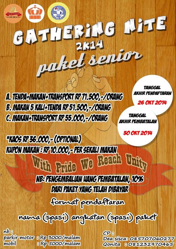 Buat kakak kakak senior yang mau ikutan <a href="/gathnite2014/">Gathering Nite 2K14</a> ini daftar paketan senior nya. Buruan join. cc <a href="/SasInggrisUA12/">SasingUA 2012</a>