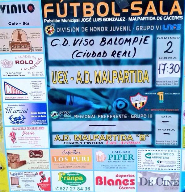 JUVENIL DH GRUPO6 J8

📅 DOM 02/11/2014

⏰ 17:30Horas

@UExMalpartidaFS (10) ~ <a href="/Visofutbolsala/">Viso Balompié F.S.</a> (13)

📍Mpal. Malpartida