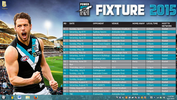 PowerFooty's tweet photo. My desktop looking good #weareportadelaide #bringon2015 #156moredays #NeverTearUsApart http://t.co/B9zTqVihF5