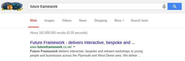 Now Top of Google Search when "Future Framework" is typed in - Thanks to That SEO Guy for his help <a href="/ThatSEOGuyUK/">Tom Phillips</a> #SEO