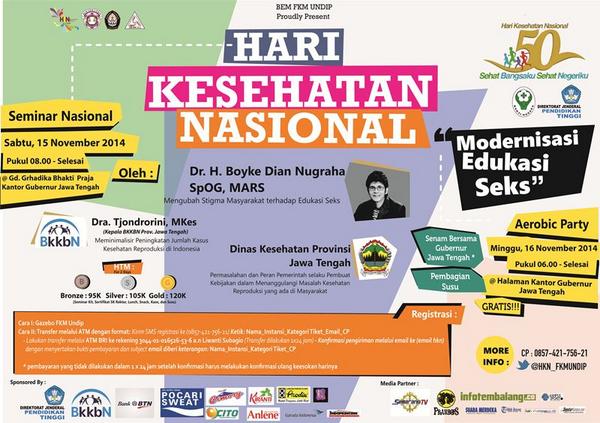 HKN_FKMUNDIP's tweet photo. SEMNAS&amp;AEROPA|Modernisasi Edukasi Seks|@Grhadika Bhakti Praja Semarang|15-16/11/2014| @Sasingundip2014 http://t.co/Xmn5GQ2Xgc