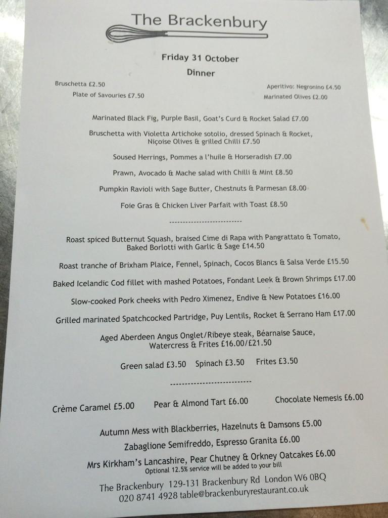 BrackenburyRest's tweet image. #halloweenmenu