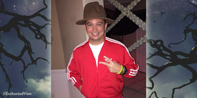 TheView's tweet photo. This hat, though! Thanks for sending us your costume, @DannyEpperson. #NameThatCostume #HappyHalloween #EnchantedView http://t.co/u62fK6i4K6