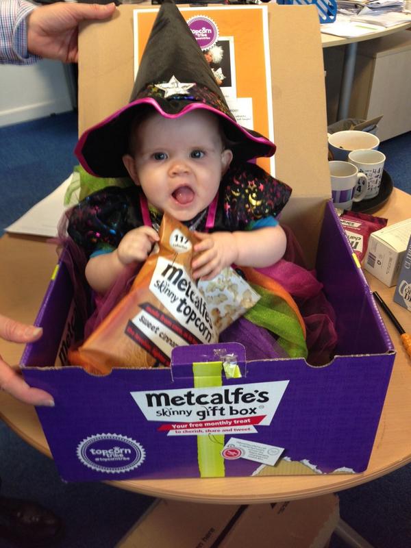 zoe__morris's tweet photo. Our visitor today definitely knows 'witch' flavour of @MetcalfesSkinny is her favourite! #topcorntribe #Halloween http://t.co/v2IuP0niX9