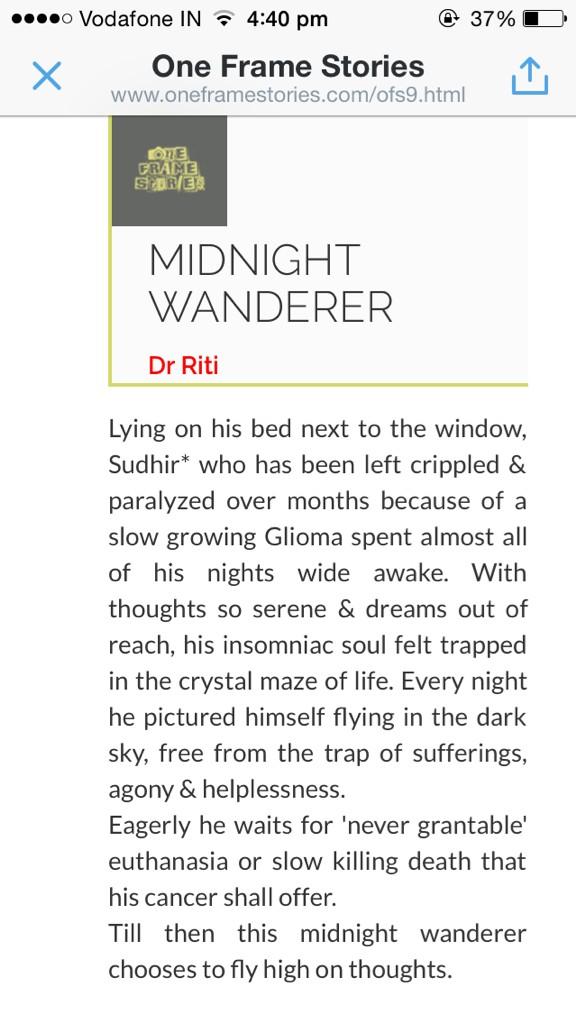 drinsomniac's tweet photo. Yay..My Story Made it to #OFS #Frame9
Go Read Some Wonderful Ones here http://t.co/31acVmWEZG
Thanks@OneFrameStories http://t.co/YPKN9RVv7z