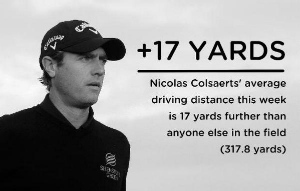 DPWorldTour's tweet photo. Nicolas Colsaerts' average drive at the #BMWMasters is 17 yards longer than anyone else in the field (317.8 yards). http://t.co/xGNJwiCLFQ